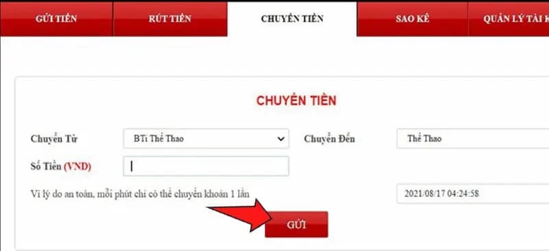 Cần thực hiện chuyển quỹ, rút tiền về ví chính